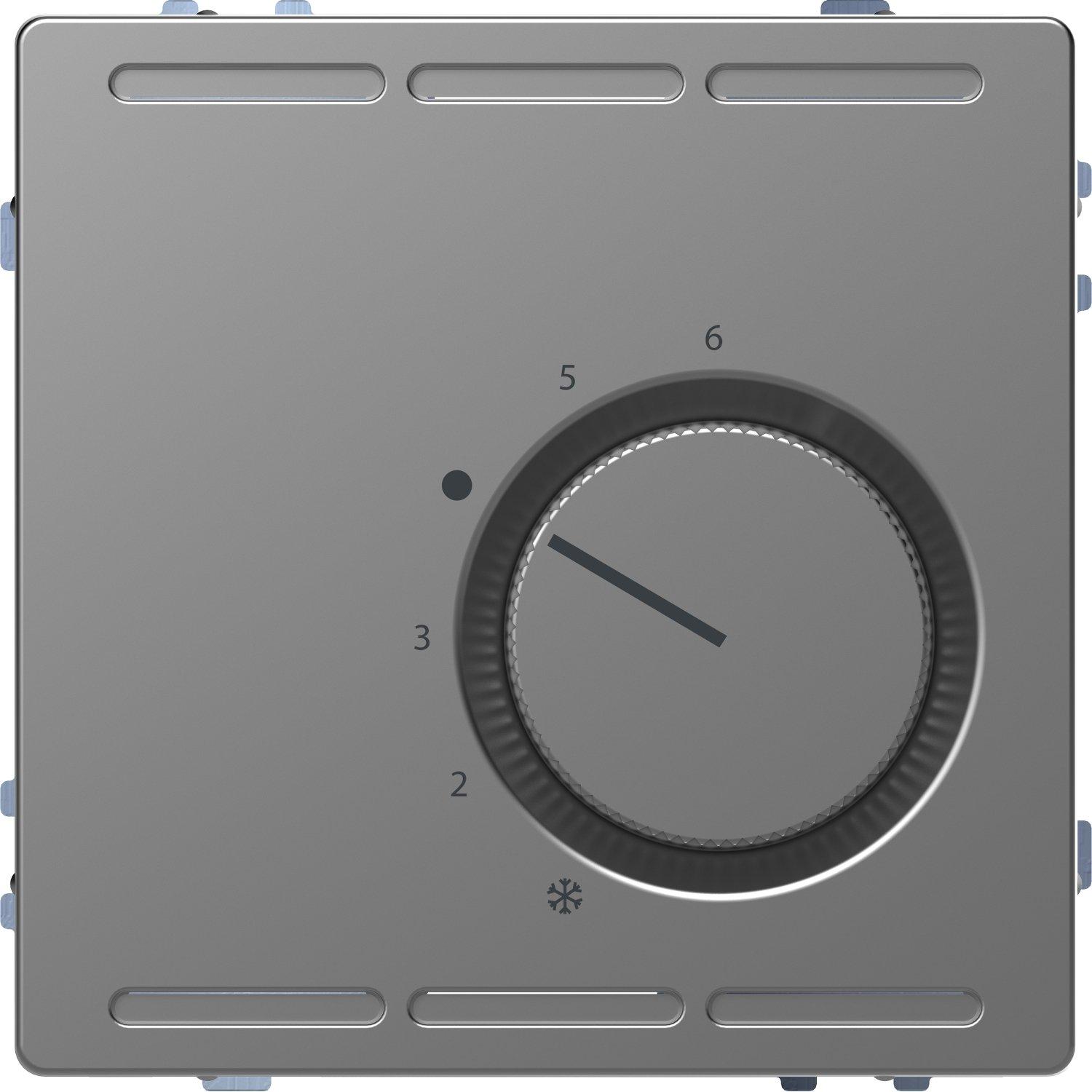 MEG5763-6036, Raumtemperaturregler 24V mit Wechselkontakt und Zentralplatte, Edelstahl, System Design