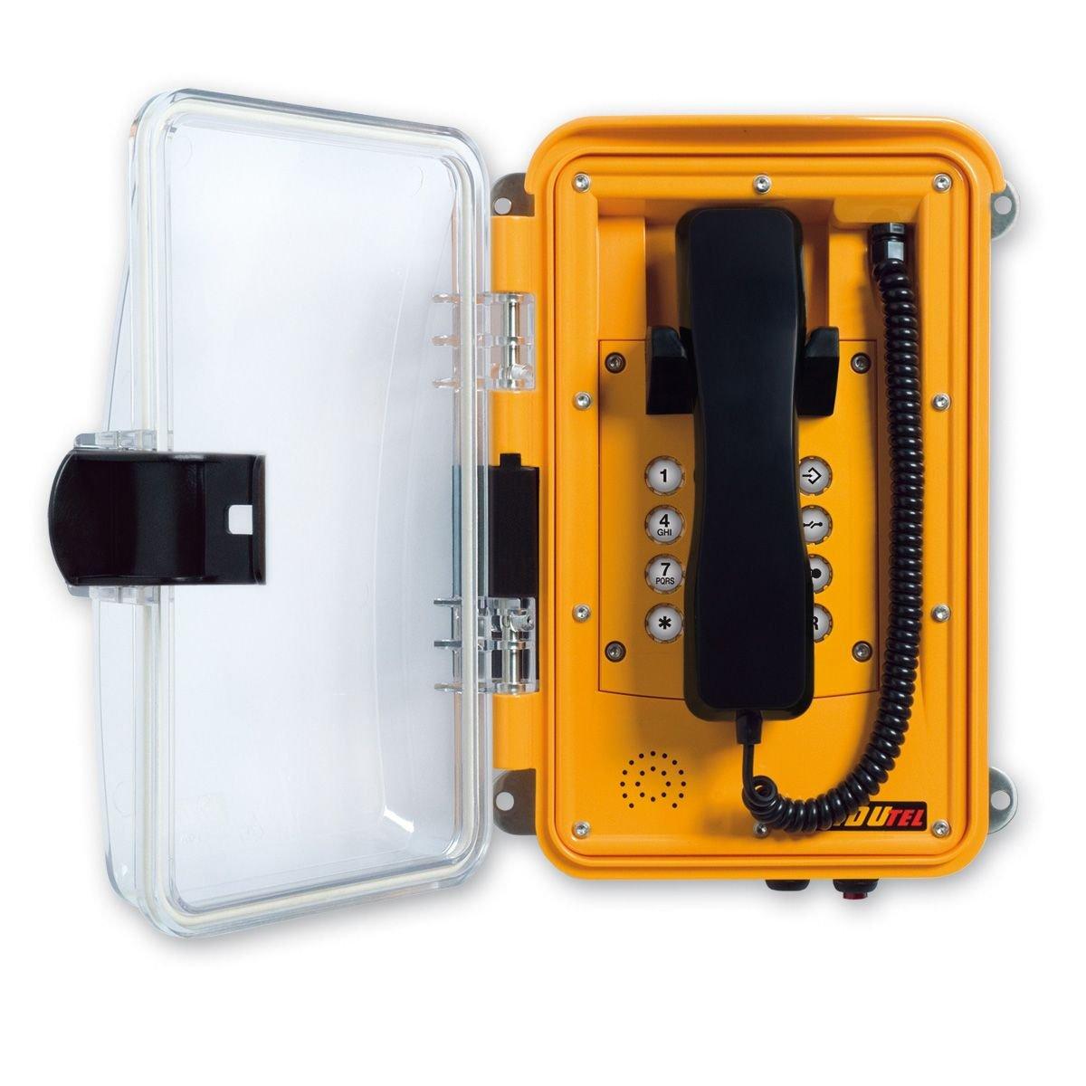FHF11264504, Wetterfestes Telefon InduTel   gelb   Kunststoffgehäuse mit transp. Schutztür