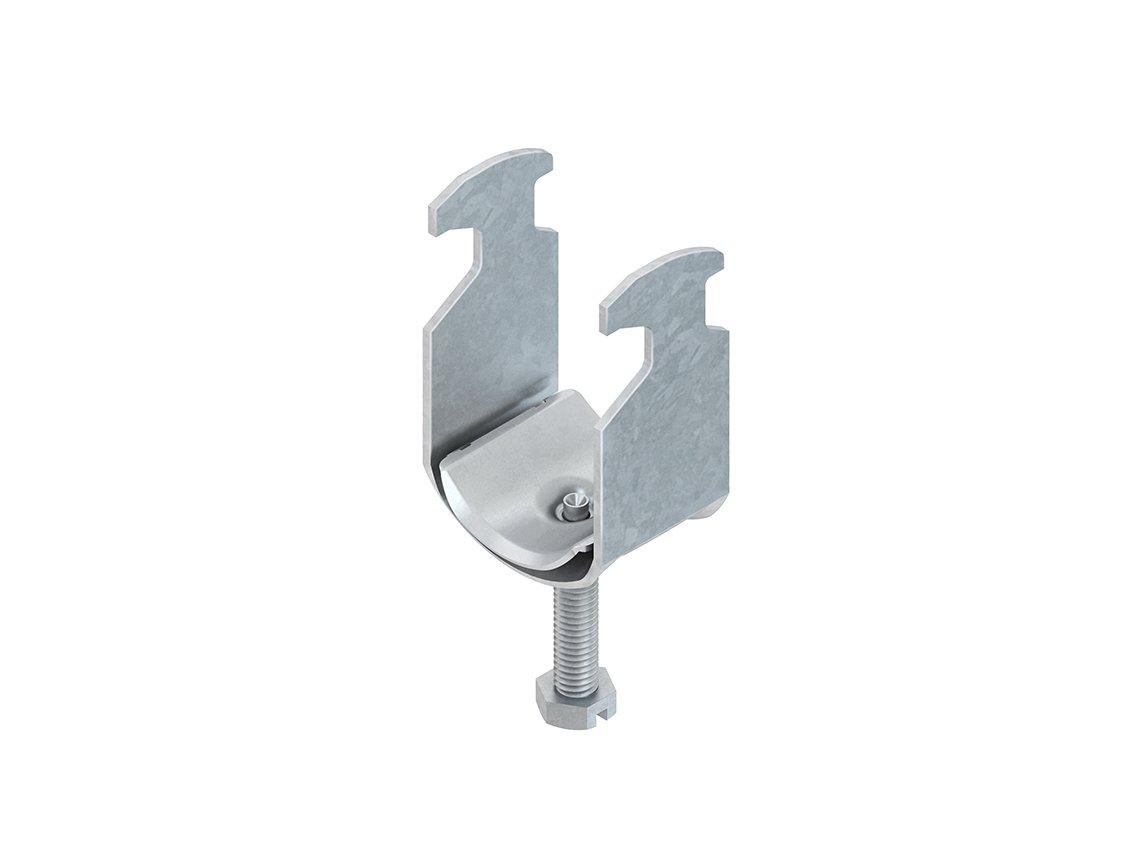 B 22, Hammerfuß-Bügelschelle, für 1 Kabel, Ø 16-22 mm, Schlitzweite 16-17mm, Stahl, feuerverzinkt DIN EN ISO 1461, mit Stahldruckwanne