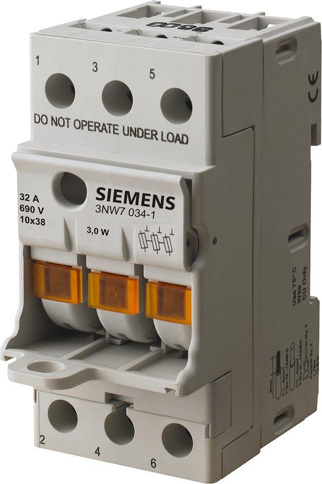 3NW7034-1, SENTRON, Zylindersicherungshalter, 10x38 mm, 3-polig, In: 32 A, Un AC: 690 V