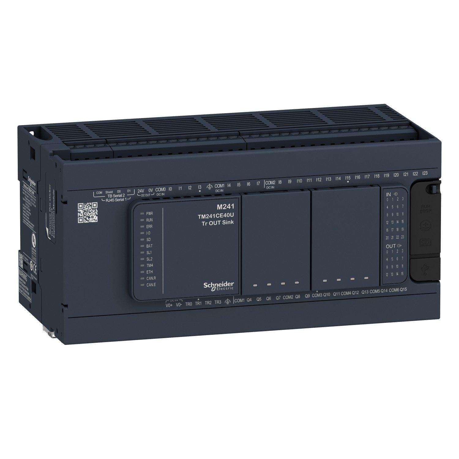 TM241C40R, SPS-Steuerung, Modicon M241, 40 E/A, 2x Modbus, 100 bis 240 VAC, Relaisausgänge, Schraubklemmen
