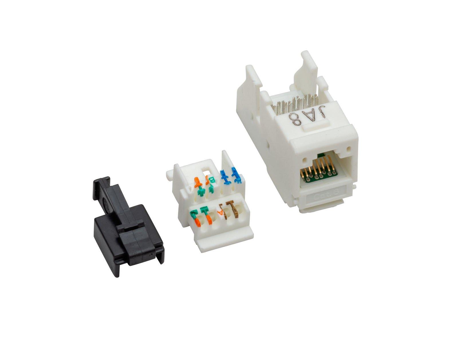 BP115, RJ45-Adapter_ohne Patchkabel für 3Pkt,-Platz Cat, 6 Modul 90Grad, Buchse und Schutzkappe