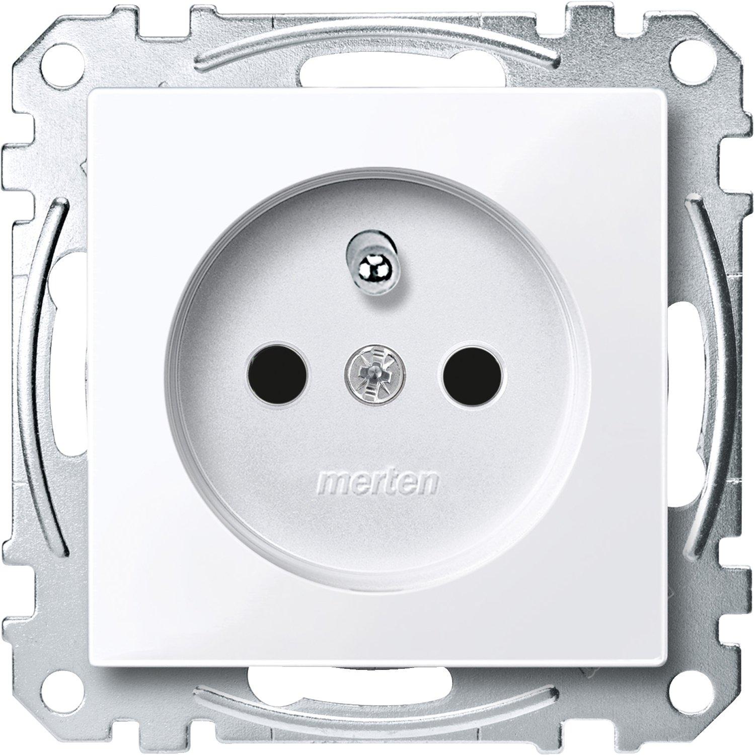 MEG2500-0325, Steckdose mit Schutzkontaktstift, Berührungsschutz, Steckklemmen, aktivweiß, System M