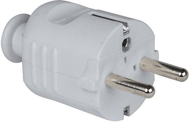 NSKSIP20PPGR.01, Schutzkontaktstecker Typ F, Polypropylen, 3 x 2,5mm², IP20, PP, grau