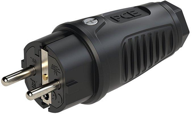 NSKSIP54VGSW.01, Schutzkontaktstecker Typ F, Vollgummi, 3 x 2,5mm², IP54, TPE/TPE, schwarz