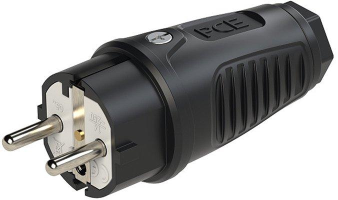NSKSIP54GSW.01, Schutzkontaktstecker Typ F, Gummi,  3 x 2,5mm², IP54, TPE/PA6, schwarz