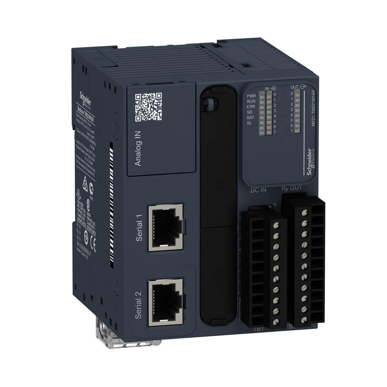 TM221M16R, SPS-Steuerung, Modicon M221, Buchformat, 16 E/A, Modbus, 24 VDC, Relaisausgänge, Schraubklemmen