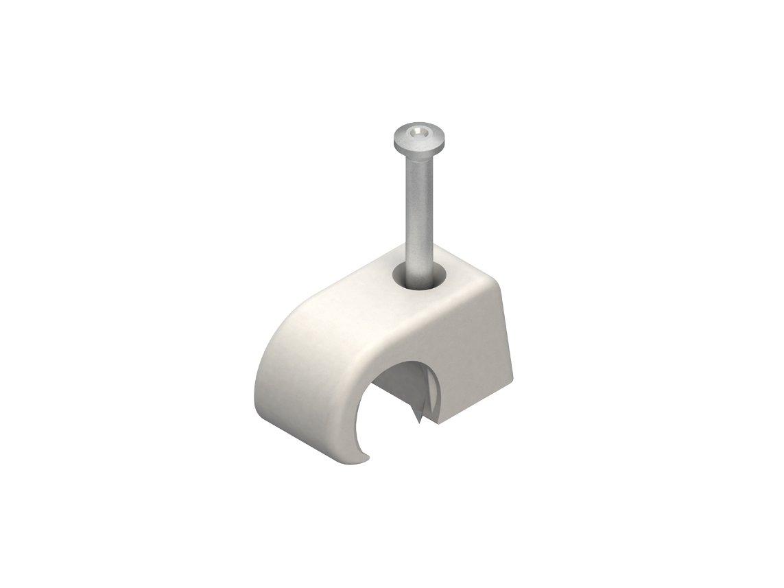 2722/25, BI-Krallenschelle, mit Nagel-Ø 2 mm, NL 25 mm, für Kabel-Ø 4-7 mm, Kunststoff PE, RAL 7035, lichtgrau