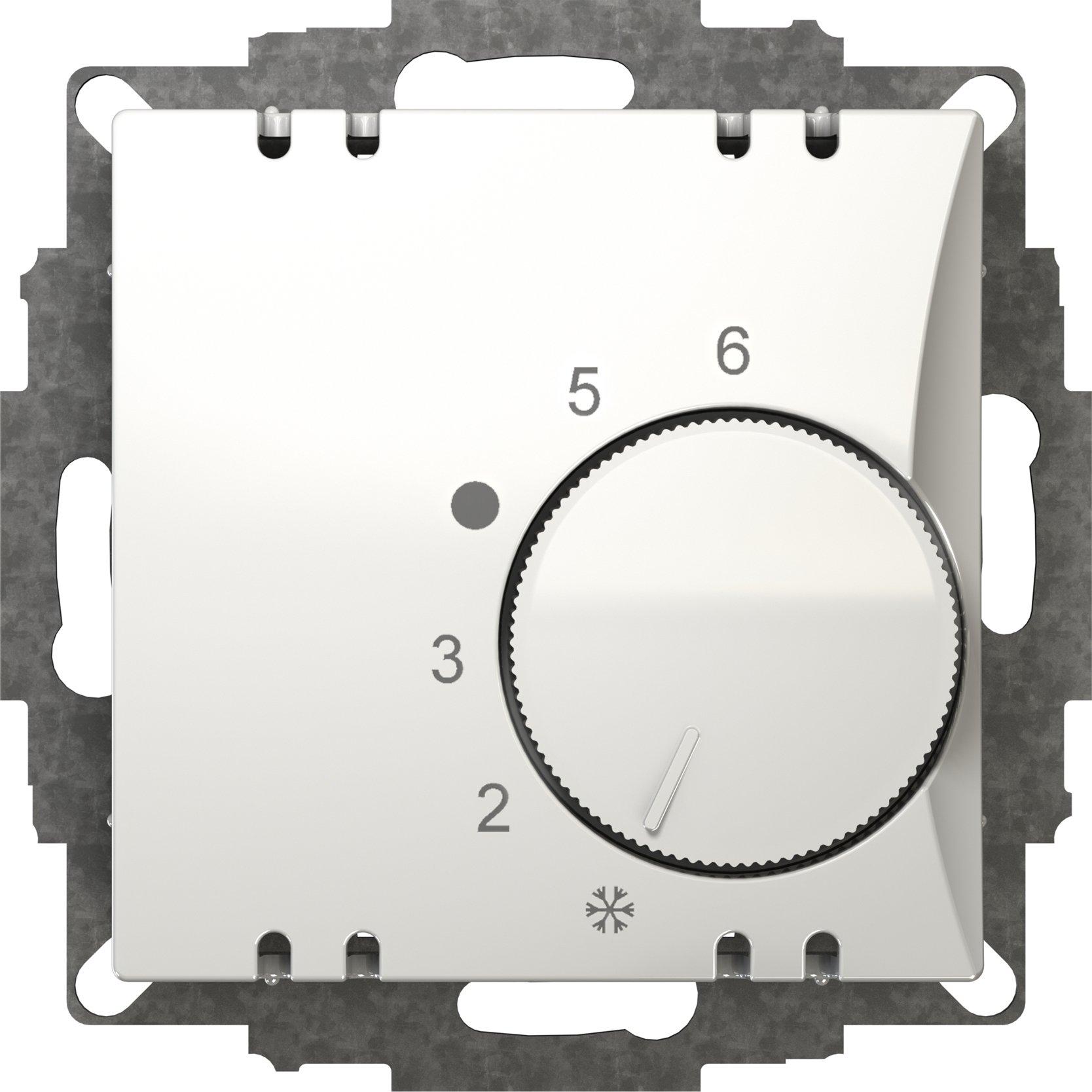 NRTRUP55WEWS.01, Raumthermostat UP, Wechsler, Drehknopf mit Normabdeckung, 55x55mm, weiß ähnlich RAL9010