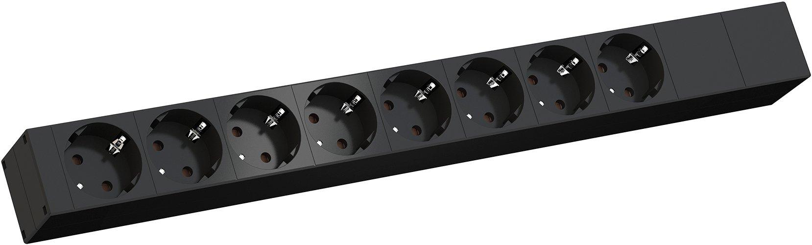 H198E, 19 Steckdosenleiste 1HE D-Serie Basic 8xCEE7/3-Steckdose; mit CEE7/3-Winkelstecker; Zuleitung: 2,0m H05VV-F 3G1,5mm²