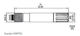 HMP110 C51A0C3A0, Feuchte- Temperaturfühler, ±1,5%rF, 0-5V, Stecker M8 4pol. 3m Kabel