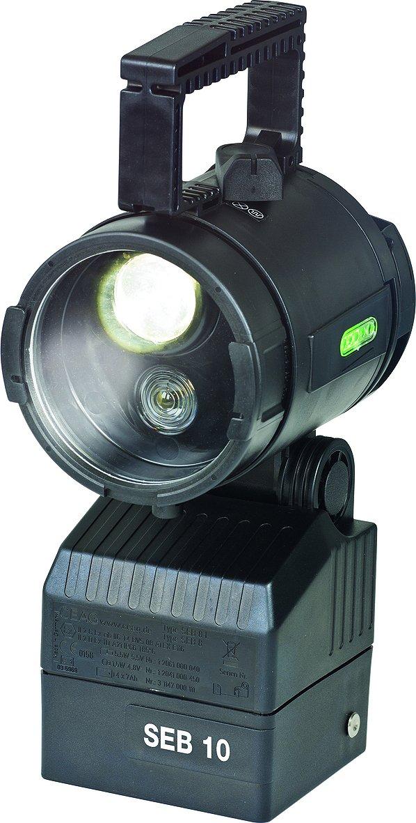 1 1147 000 820, Ex-Handscheinwerfer SEB 10/10L für ladbare LiFePO4-Batterie, SEB 10 mit zweilinsigem Hochleistungs LED-System, Streulinse und Batterie (ladbar mit LG