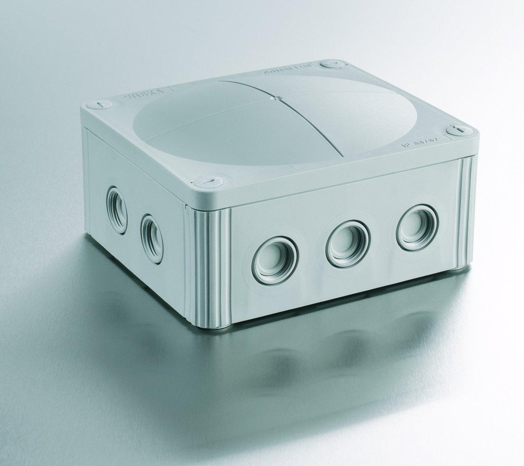 HFRAK1210/5 RAL7035, FR-Kabelabzweigkasten IP66/67 160x140x81 mm, mit Klemmeinsatz 5 pol. 10mm² (Preis per 100)