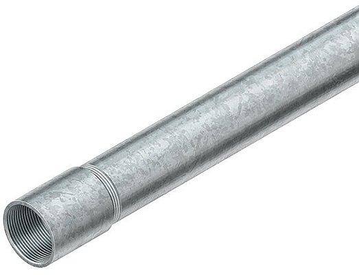 NSRSTGR16FV.01, Gewinderohr, Stahl, feuerverzinkt, 1x aufgeschraubte Muffe, Außen-Ø 16 mm, Länge 3000mm