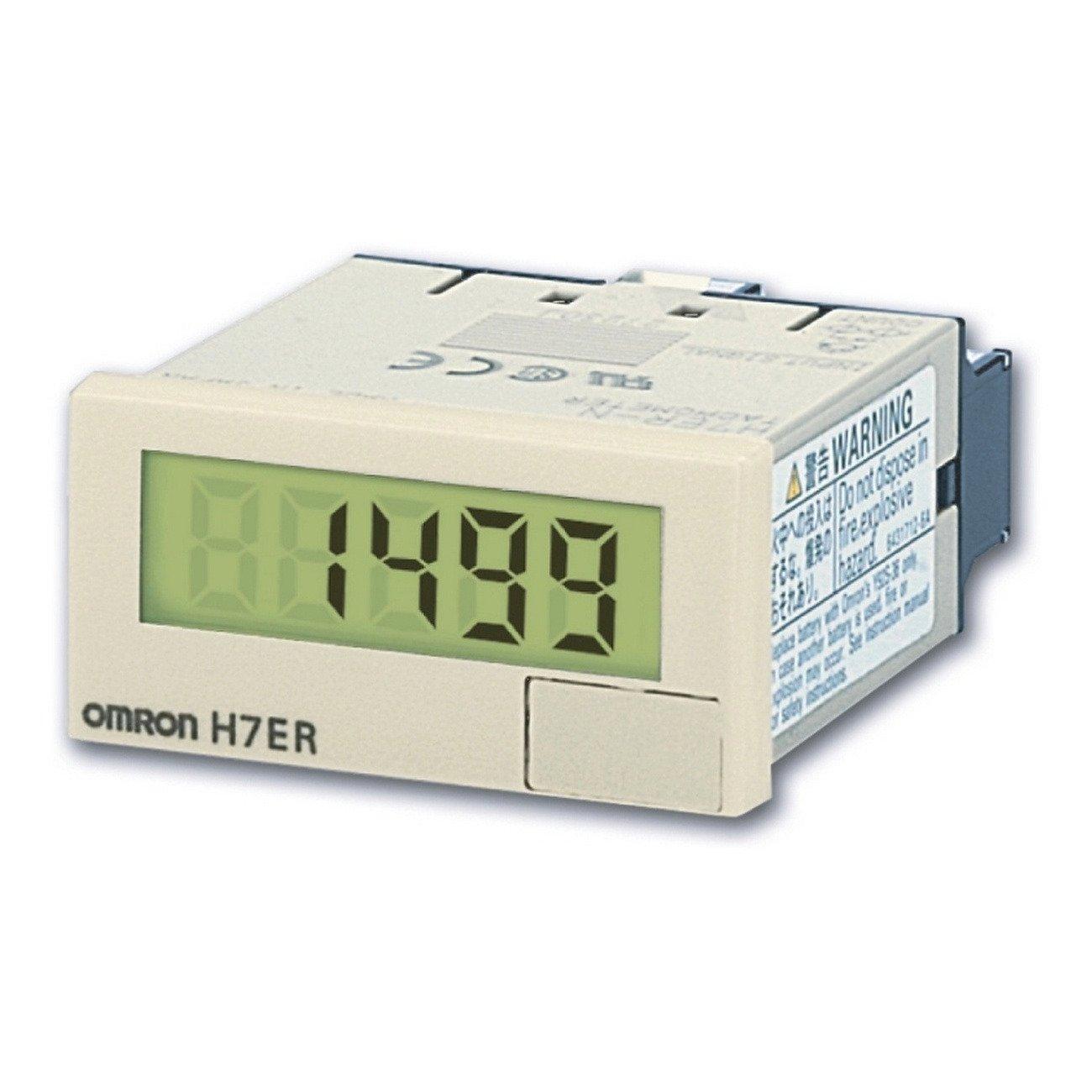 H7ER-NV, LCD-Drehzahlmesser, 48x24mm, grau, o. Hilfsspannung, 1/60 Impulse/U, In: 5..30VDC, PNP/NPN, IP66 (Front)