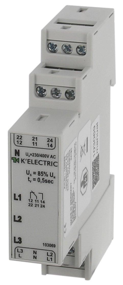 103069, Unterspannungsmessrelais 3 LED mit Phasenanzeige, 2 Wechsler