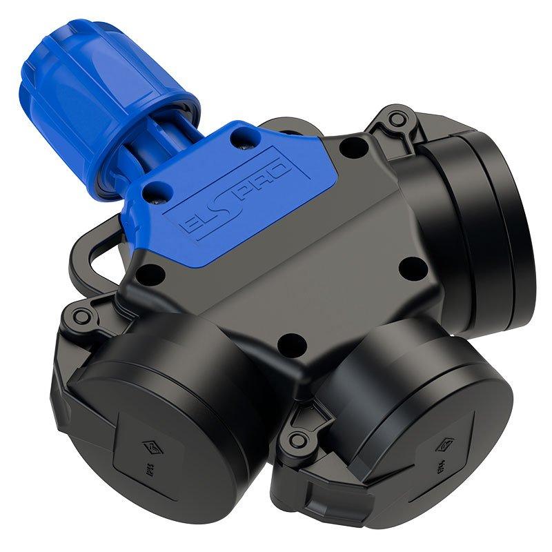 SCH31/P, Vollgummi-Schutzkontakt-Dreifachkupplung 230V/16A/3pol./IP44, mit LED+Klappdeckel