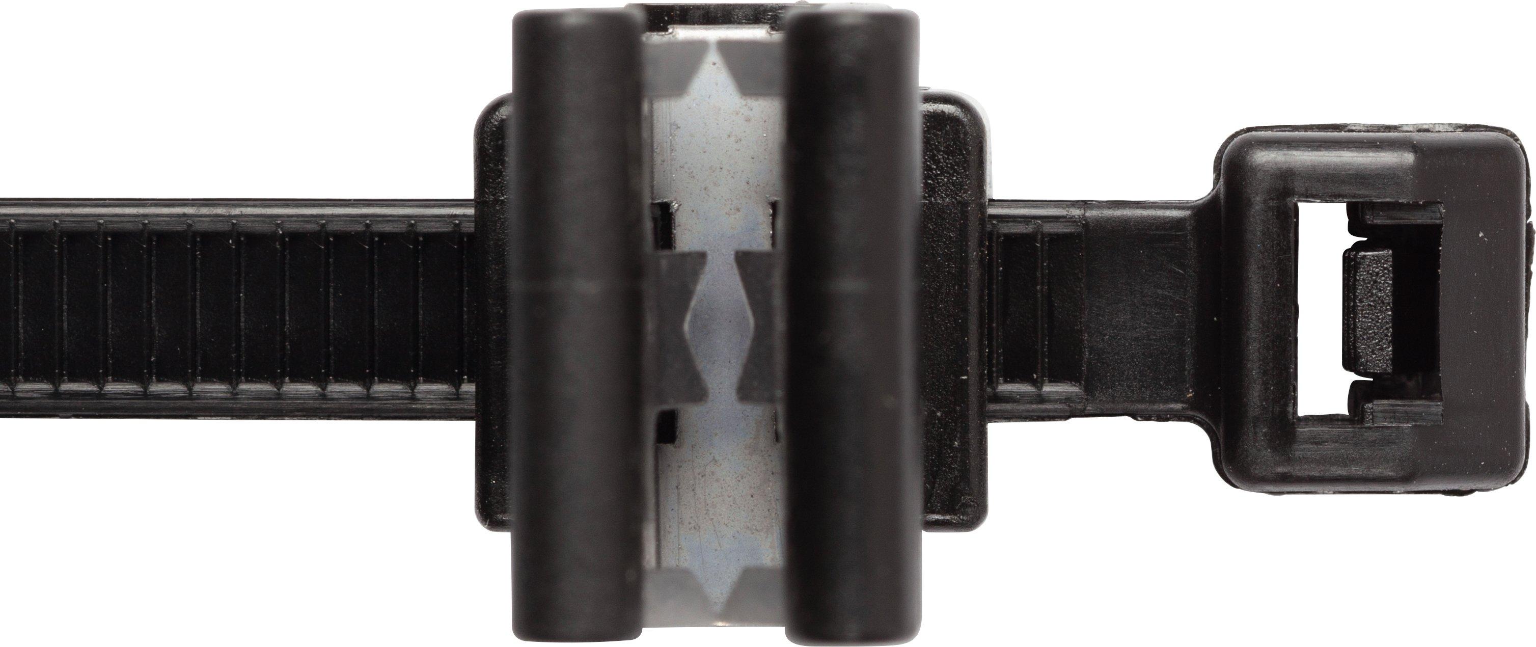 NKABICL4,8x360BL.01, Befestigungsclip Blechstärke 1-3mm, inkl Kabelbinder 4,8x360mm, schwarz UV-witterungsbeständig