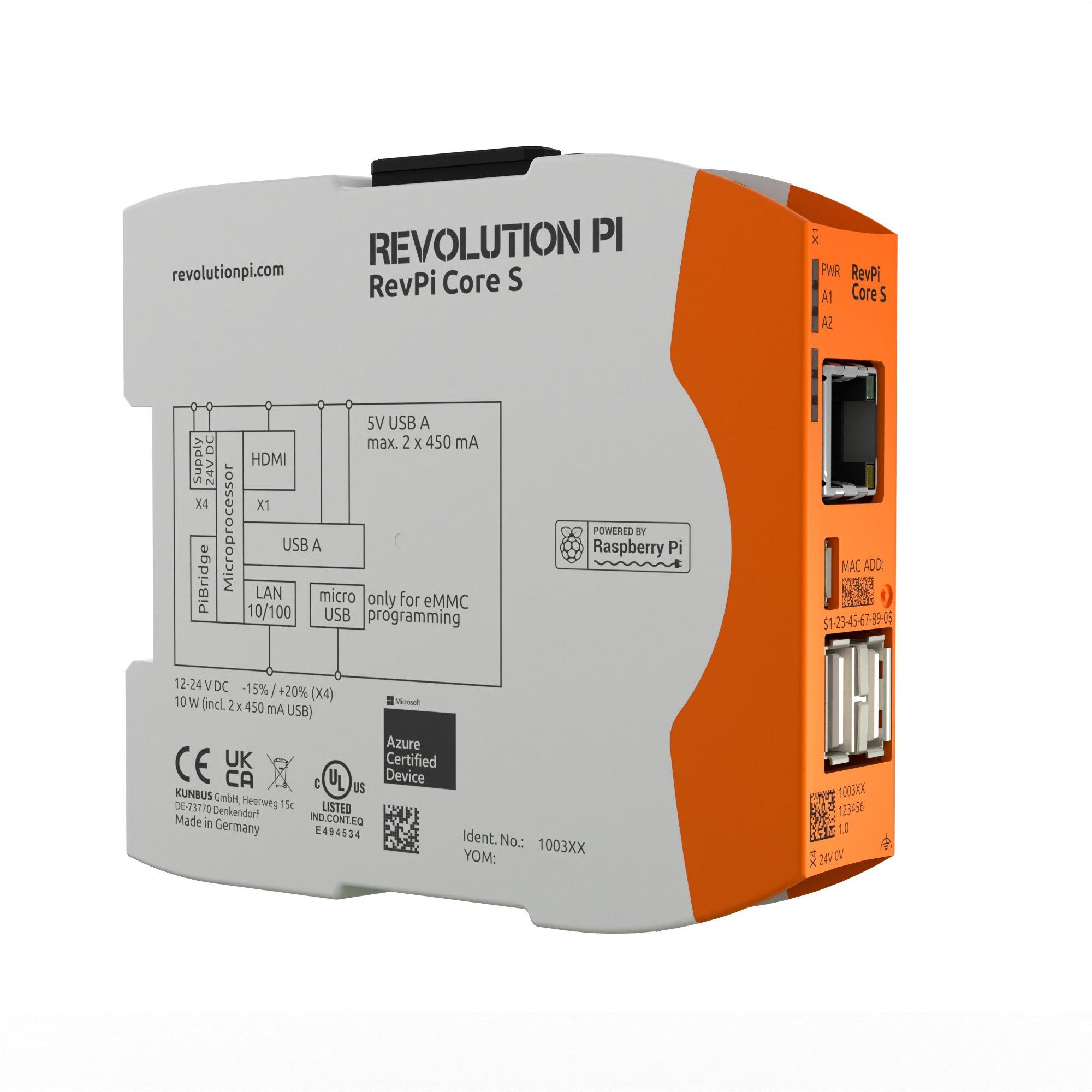 RevPi Core S 32 GB, Steuerung kompakt - RevPi Basismodul powered by Raspberry Pi CM 4S / kompakt und kosteneffizient, ideal bei begrenztem Platz im Schaltschrank, erweit