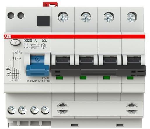 DS204 A-B13/0.03, FI/LS-Kombination 6kA, 4P, Typ A, B 13A, 30mA