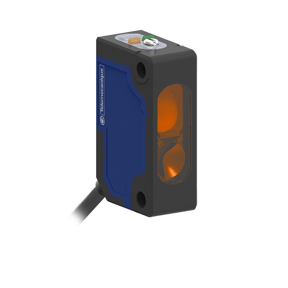 XUM6ANXBL2, Reflexions-Lichttaster XUM Miniatur, Smax = 1,1 m, NPN-Ausgang, 2 m Kabel