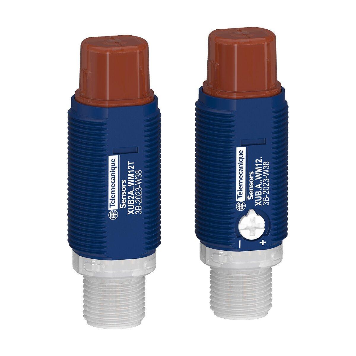 XUB2ANXWM12, Optoelektrische Sensoren XU, Optoelektrischer Sensor, Zylindrisch, Kunststoff, Gewinkelt, Einweglichtschranke, System, Smax 30 m, NPN, Stecker M12