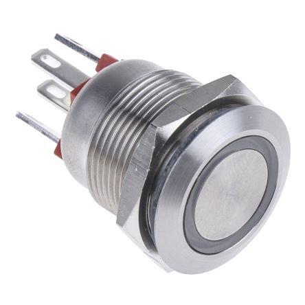 MPI002/28/RD, Bulgin MPI002 Druckschalter Rot beleuchtet Tastend Tafelmontage, EIN-AUS Schalter, 1-polig 24V dc / 50 mA @ 24 V dc