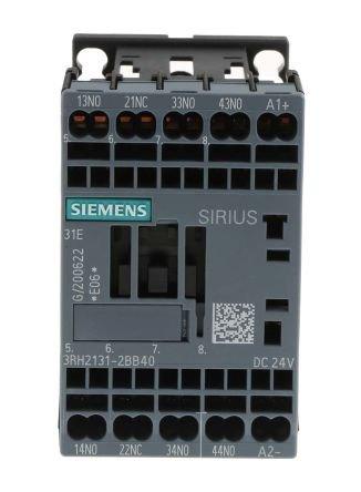 3RH2131-2BB40, Siemens SIRIUS 3RH2 Hilfsschütz 24 V DC-Spule, 690 V ac / 10 A 3 Schließer + 1 Öffner 4-Hilfskontakte