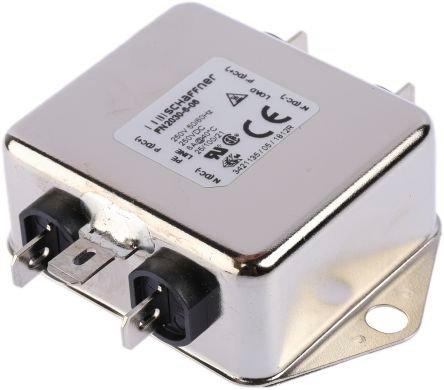 FN2030-6-06, Schaffner FN2030 EMV-Filter, 250 V AC/DC, 6A, Gehäusemontage 3.2W, Flachstecker, 1-phasig 0,73 mA / 400Hz Single Stage