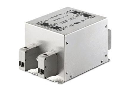 FN2412-16-44, Schaffner FN2412 EMV-Filter, 250 V ac, 16A, DIN-Schiene 3.5W, Anschlussblock, 1-phasig 3,4 mA / 400Hz Single Stage