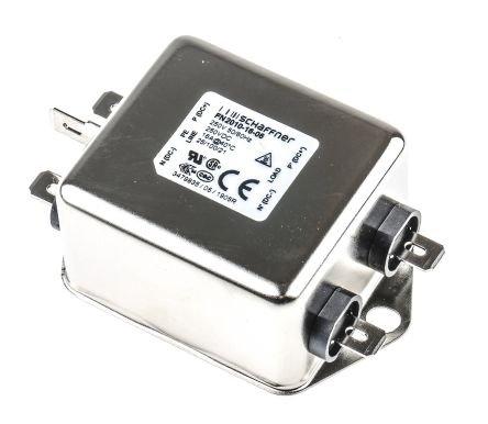 FN2010-16-06, Schaffner FN2010 EMV-Filter, 250 V AC/DC, 16A, Gehäusemontage, Flachstecker, 1-phasig 0,74 mA / 0 ? 400Hz Single