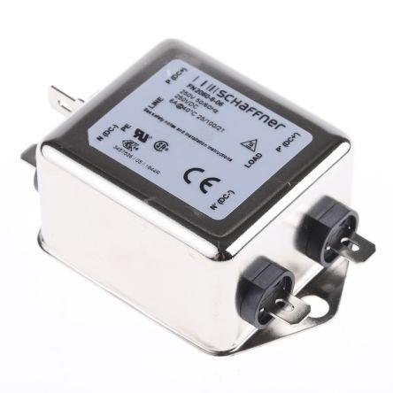 FN2060-6-06, Schaffner FN2060 EMV-Filter, 250 V AC/DC, 6A, Gehäusemontage, Flachstecker, 1-phasig 0,734 mA / 400Hz Two Stage Zustände
