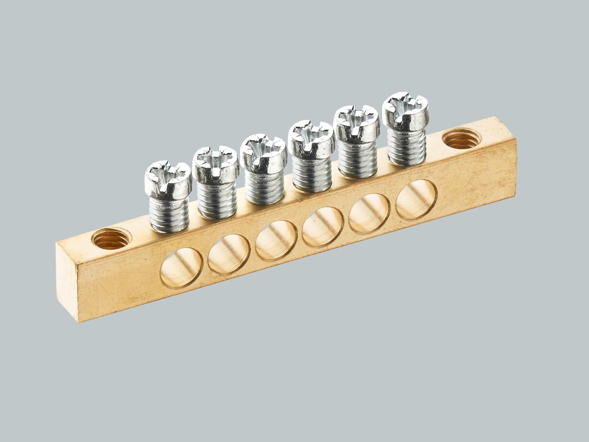 01926, PE/N-Schiene 63 A 6 Klemmstellen 10 mm², anschraubbar, 61,5 mm lang ohne Anschlussschelle