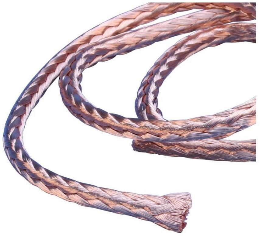RRCB15-25, Rundgewebeband auf Spule, Kupfer blank 25&nbsp;mm², 25 m