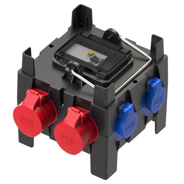 NVTM03CEE16.01, Mobiler Verteiler, 1xCEE-Gerätestecker 16A 5p, 2xCEE-Steckdose 16A, 4xSK-Steckdose 16A, 1xFI 40A