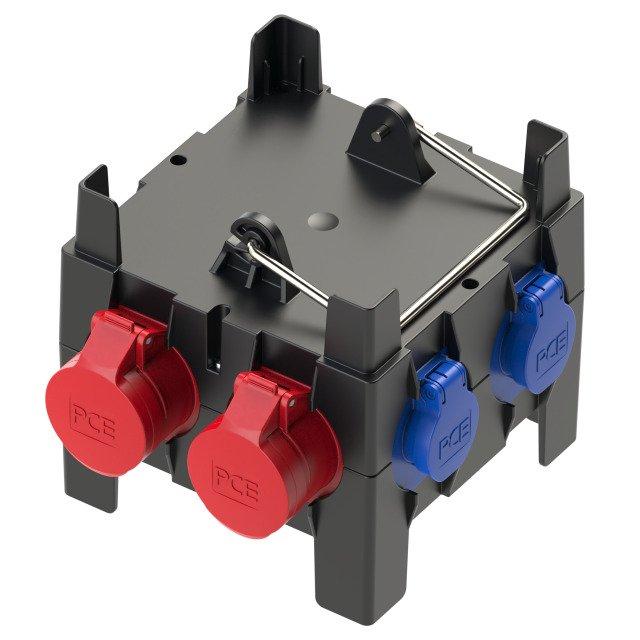 NVTM04CEEF16.01, Mobiler Verteiler, 1xCEE-Gerätestecker 16A 5p, 2xCEE-Steckdose 16A 5p, 4xSK-Steckdose 16A