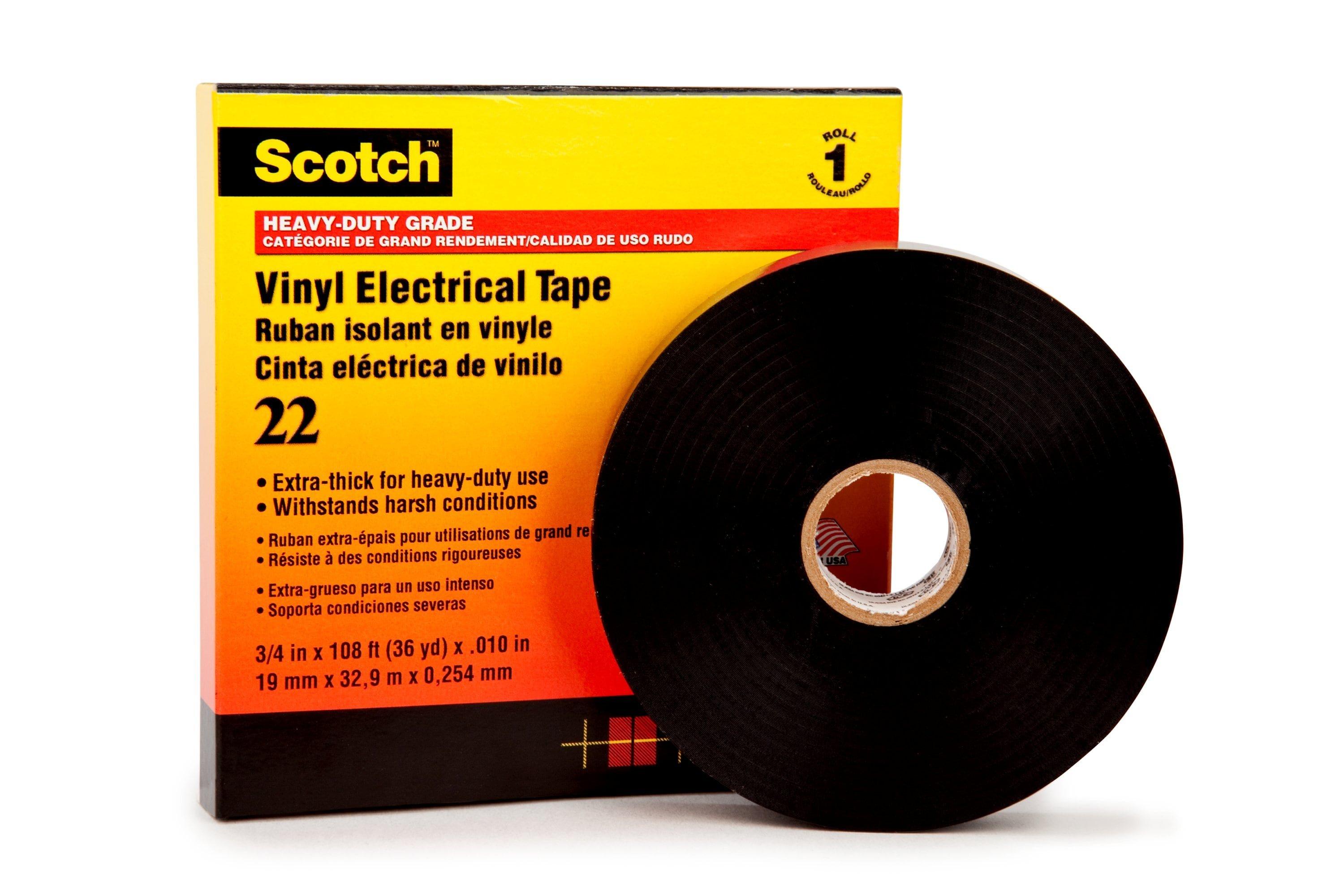 SCOTCH22-25X33, Scotch® 22 Vinyl Elektro-Isolierband, Schwarz, 25 mm x 33 m, 0,25 mm