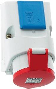 HCKWD16, Kombi-Wandsteckdose 16A 400V 5p 6h mit integrierter Schutzk.-Dose 16A 230V mit Klemmen und Verdrahtung