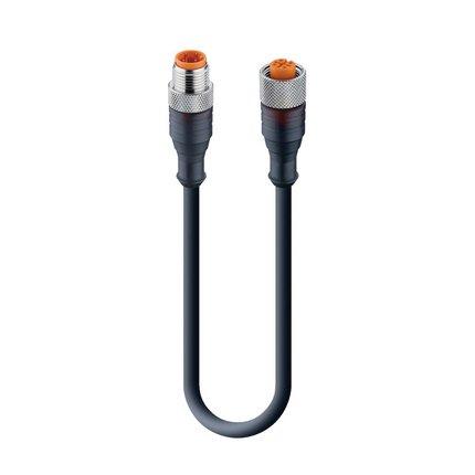 RST 4-RKT 4-225/0,6 M, M12 auf M12 Sensor Verbindungsleitung, PUR Kabel schwarz, ungeschirmt, M12 Stecker gerade auf M12 Buchse gerade, A-kodiert, 4-Pin, 4x0.34mm²