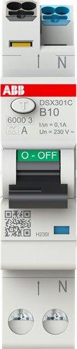 DSX301C B10 A100, FI/LS-Schalter Typ A, 100 mA, 6 kA, 1P+N, B-Char., 10 A
