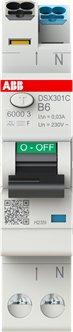 DSX301C B6 F30, FI/LS-Schalter Typ F mischfrequenzsensitiv 30 mA, 6 kA, 1P+N, B-Char., 6 A