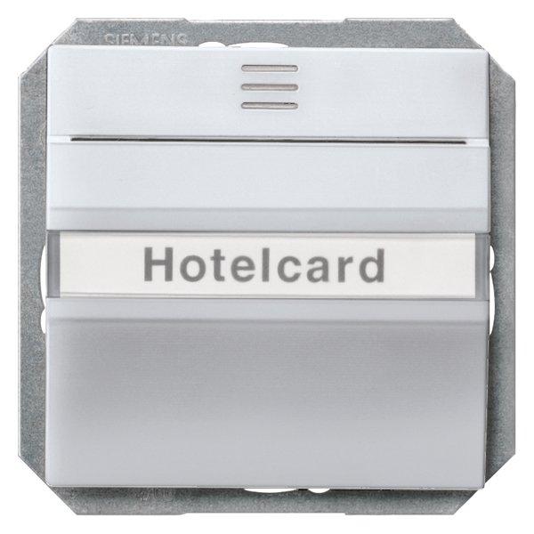 5TG4821, DELTA i-system Hotelcard-Schalter beleuchtet m. Fenster u. Schriftfeld, aluminiummet.