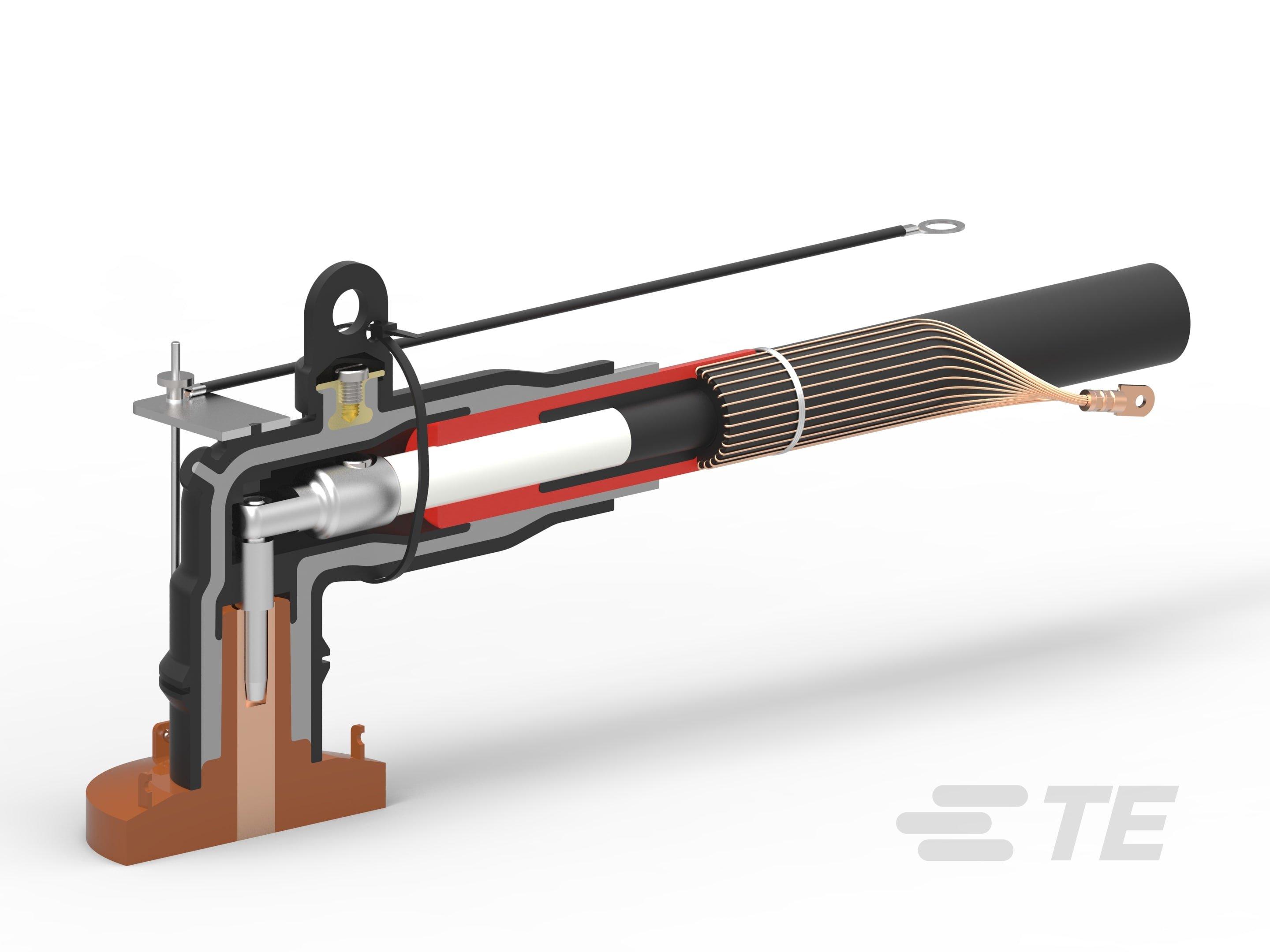 RSES-VD-525B-E, Winkelstecker, Typ A, 250A, kap.Prüfkontakt, 10kV=95mm², 20kV=25-95mm²