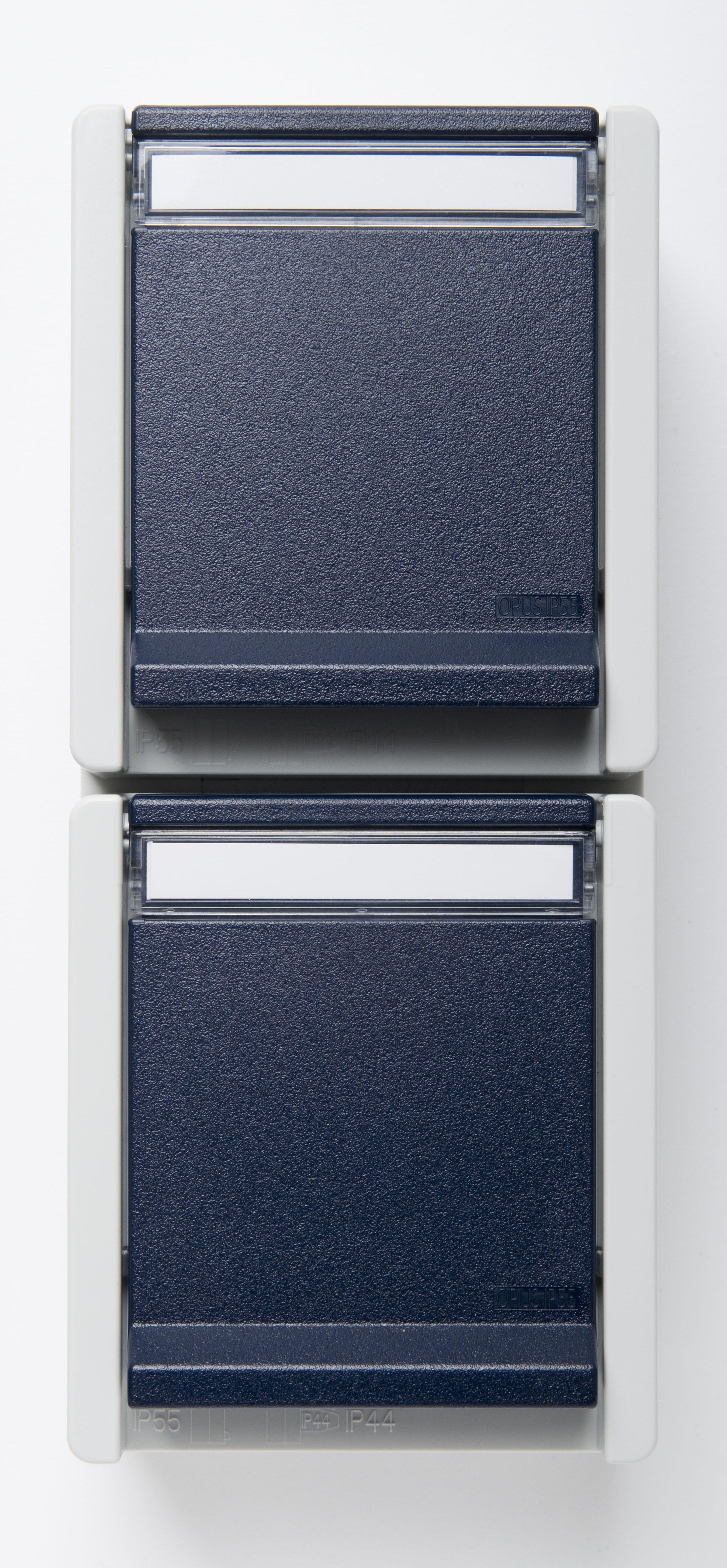 NAQUAAPSD2V.1, 2-fach Steckdose; senkrecht, IP55, hellgrau/stahlblau