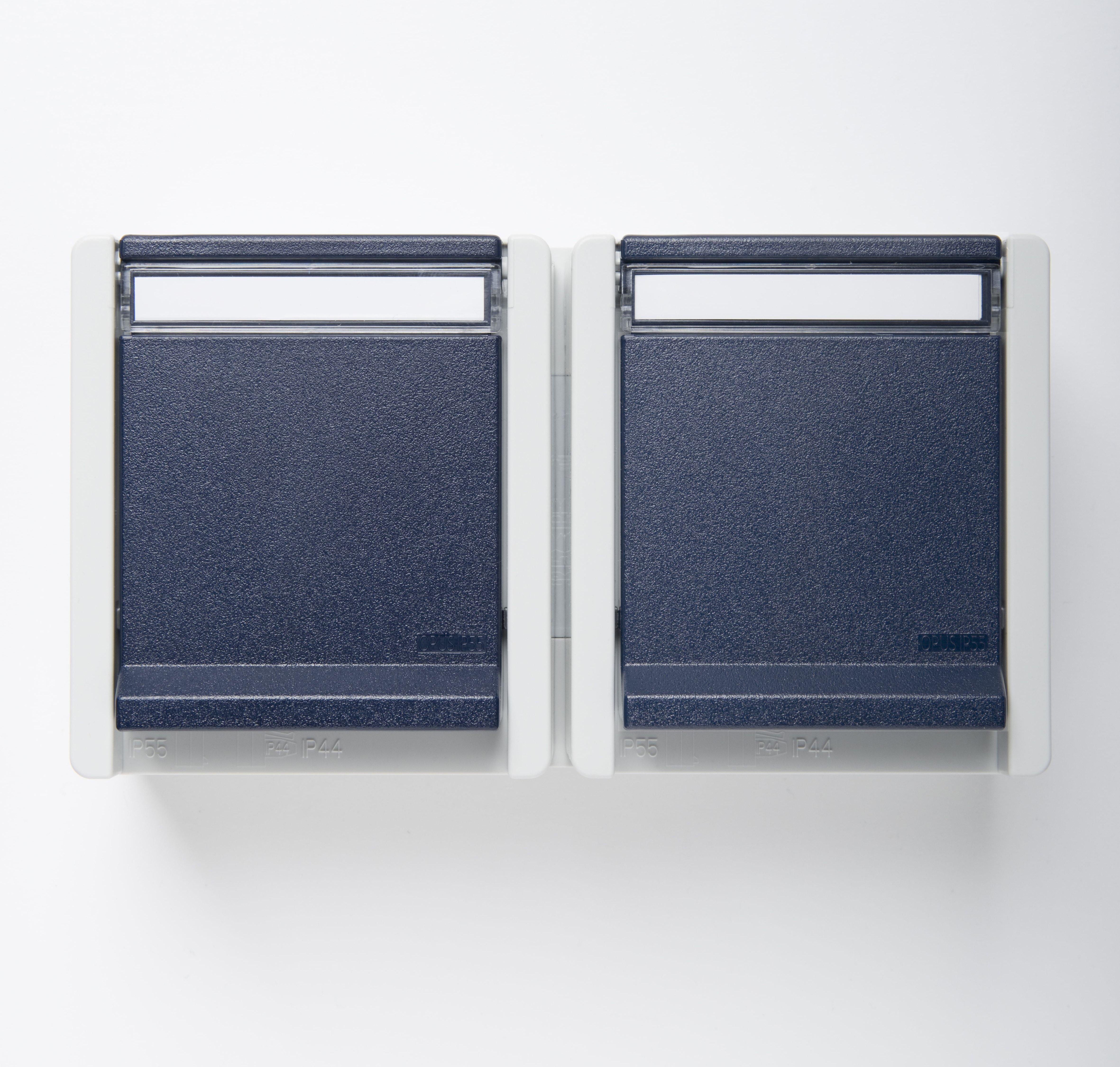 NAQUAAPSD2H.1, 2-fach Steckdose; waagerecht, IP55, hellgrau/stahlblau