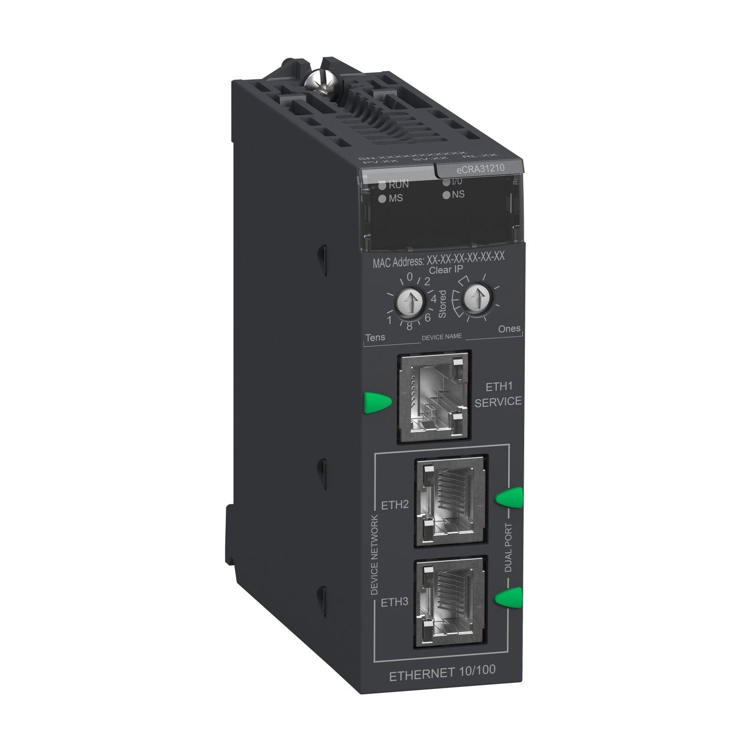 BMECRA31210, Modicon X80-E-RIO-Kopfadapter für Ethernet-Modulträger als remote EthNet/IP-Station