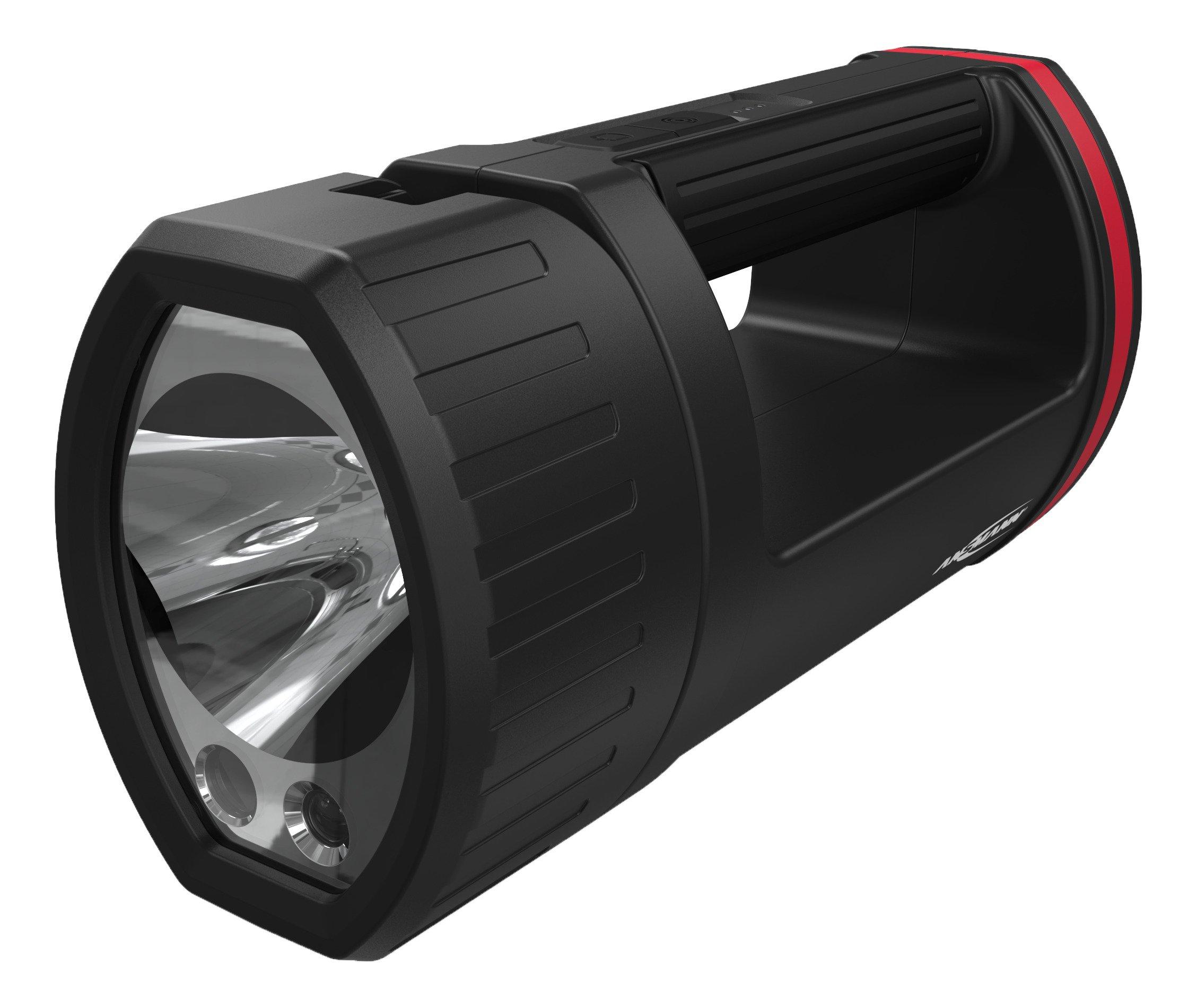 HS20R Pro, LED-Profi-Handscheinwerfer mit integriertem Akku, verschiedenen Leuchtfunktionen, Wandhalterung und orangener Farbfilterscheibe