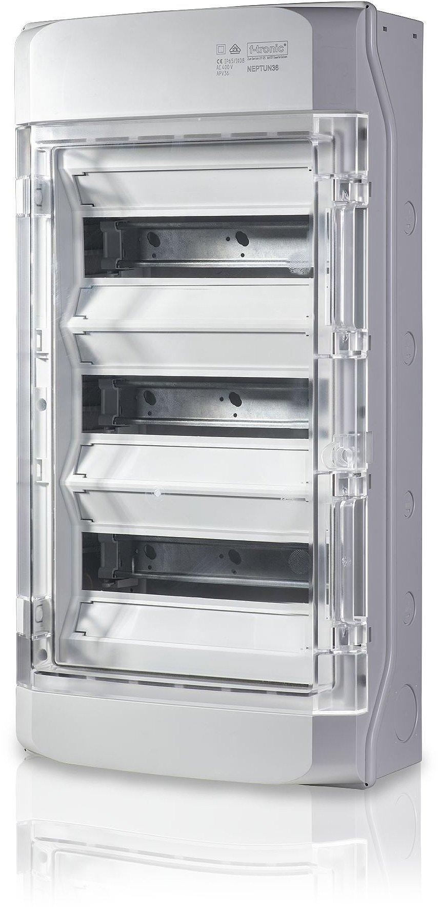 NAPV36IP65.01, AP Feuchtraumverteiler IP65, 3-reihig, 36TE, mit Belüftungssystem