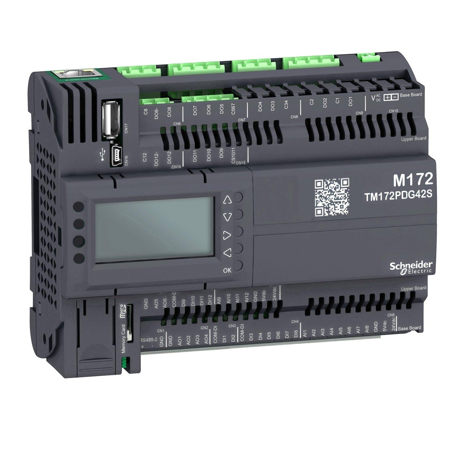 TM172PDG42S, SPS-Steuerung, Modicon M172 Performance, Display, 42 E/A, Ethernet, Modbus, BACnet, Webvisu, 24 VAC/DC, 2 SSR