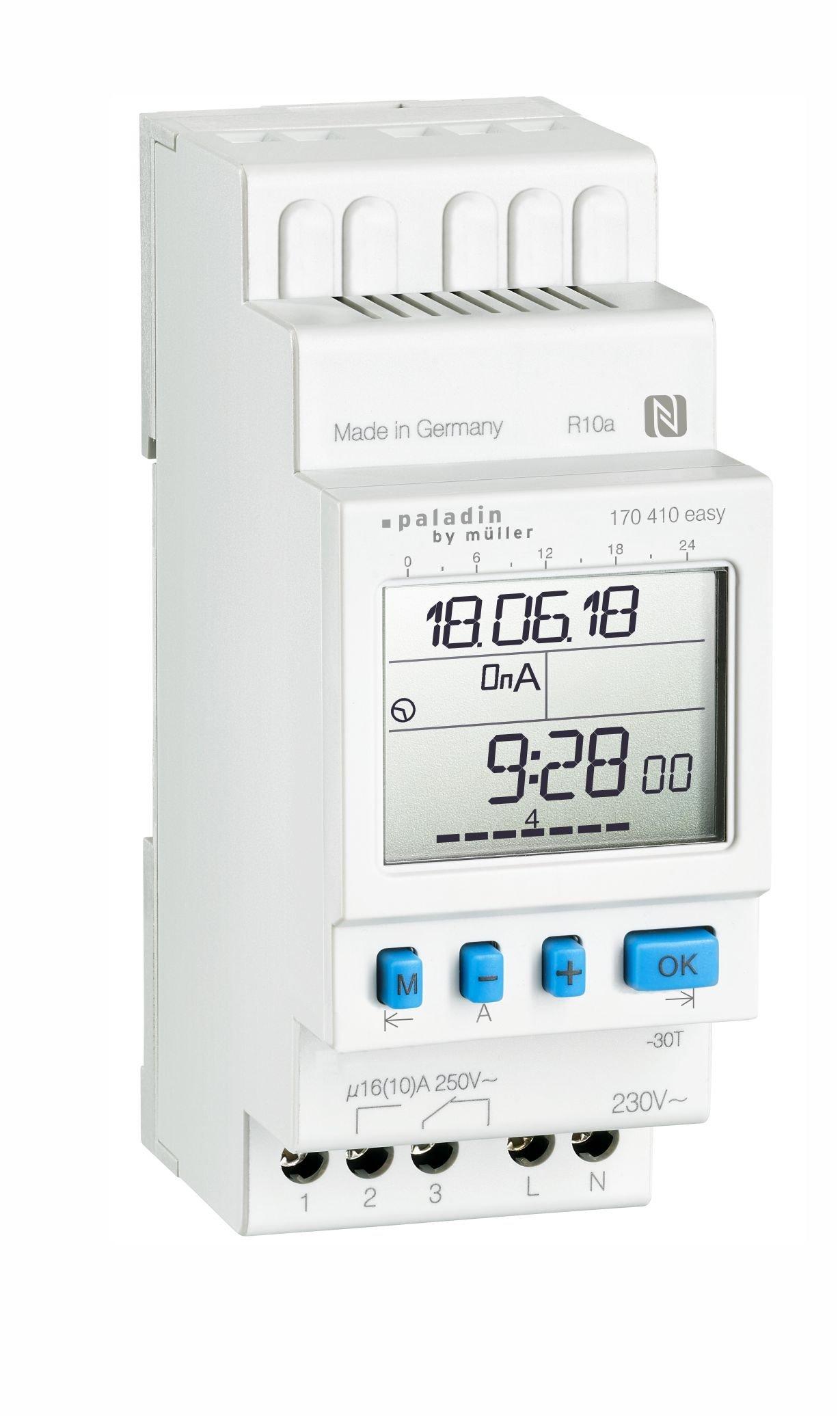 NVSUD1K2TE.01, Digitale Zeitschaltuhr 1-Kanal mit Tages- und Wochenprogramm,  einfaches Jahresprogramm über Zusatzschaltzeiten, 56 Speicherplätze, Kürzester Schaltab